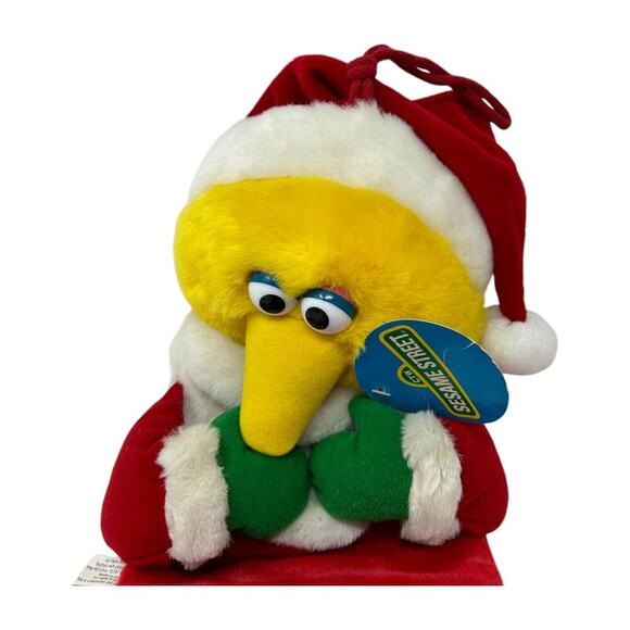 Sesame Street Christmas Stocking Big Bird 3D Plush Santa Kurt Adler Vintage 1999 - Picture 14 of 16